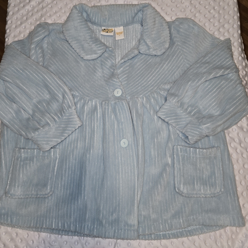 Vintage Cropped Over-Sized‎ Shacket Housecoat Light Blue Women’s Large Granny